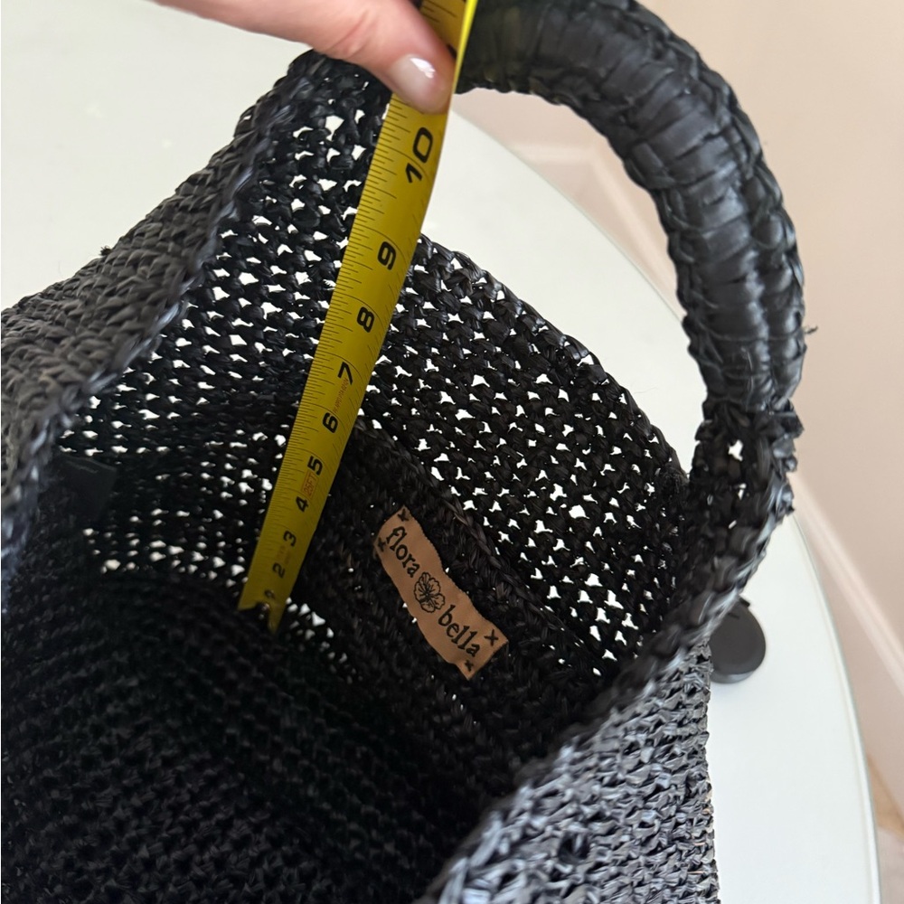 Flora Bella Napa Soft Tote |Raffia Summer Bag Boho Chic Leather Braided Handles - Picture 8 of 14